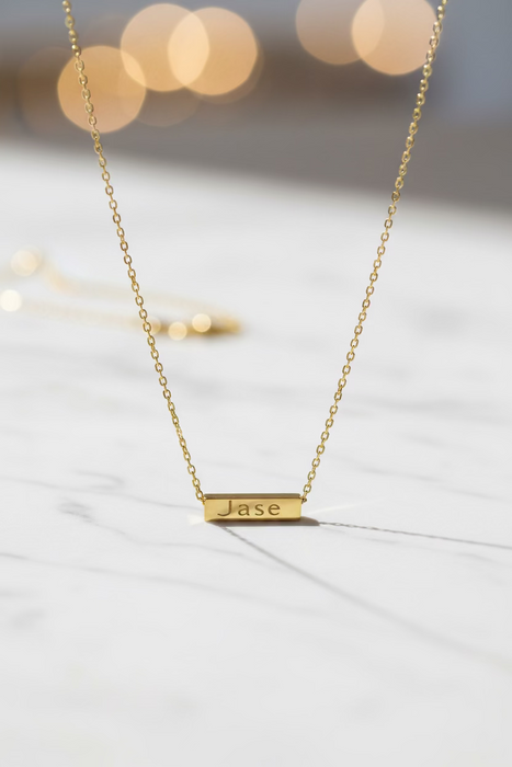 4 Sided Horizontal Bar Necklace.  Custom Names or Text Included. ROSE GOLD $15
