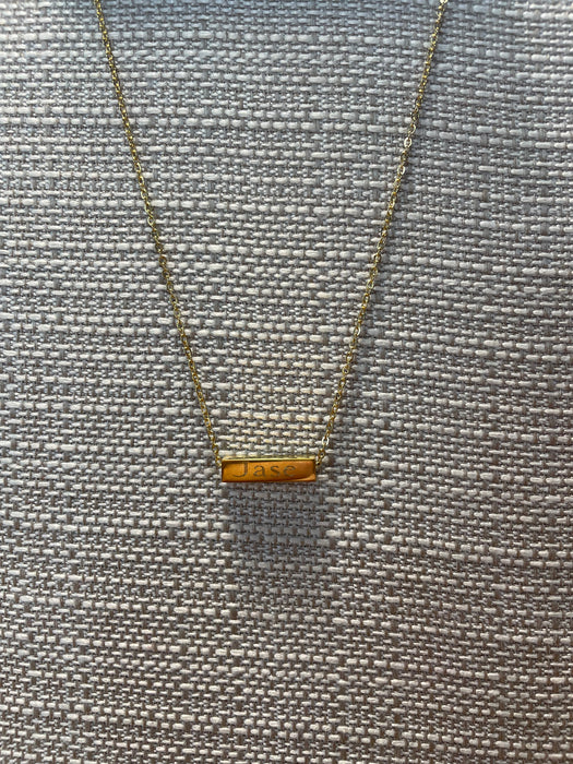 4 Sided Horizontal Bar Necklace.  Custom Name or Text Included.