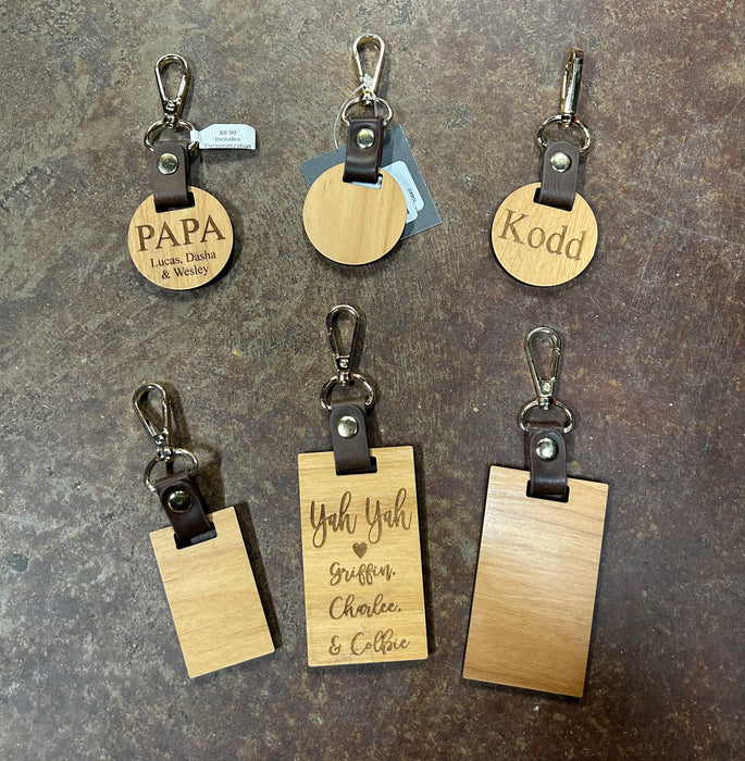 Wooden Medallion Keychain - 3 Styles! Personalization Included.