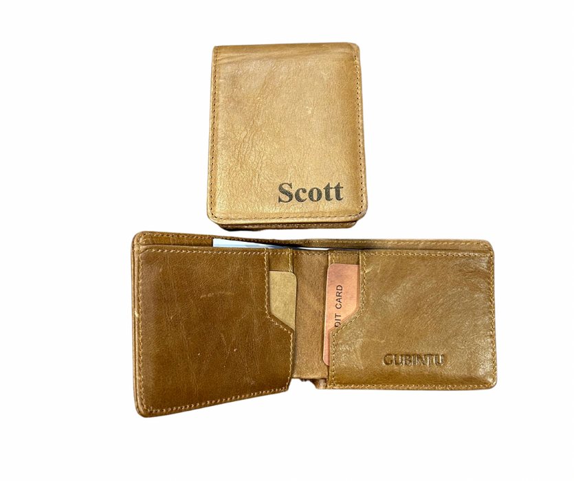 Light Brown Men’s Leather Bifold Wallet - Personalization Included!
