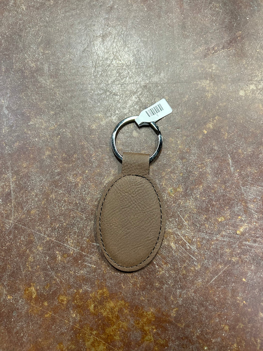 Personalized Leather Oval Keychain