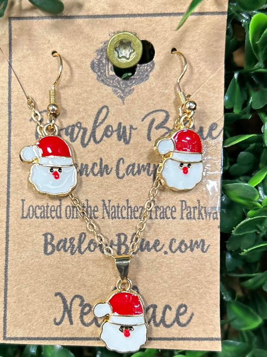 Santa Claus Necklace & Earrings Set