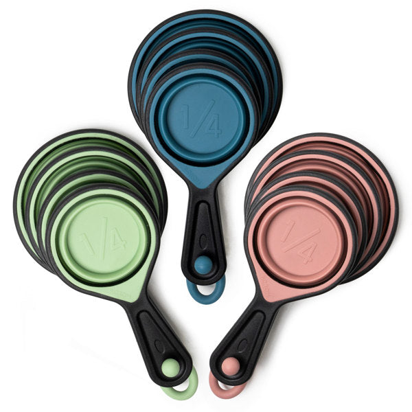 Krumbs Kitchen Silicone Collapsible Measuring Cups 4pcs Set- 3 Color Options