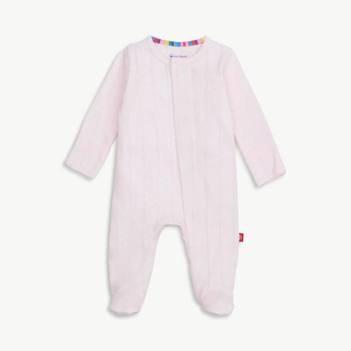 Love Lines Pink Organic Cotton Magnetic Parent Favorite Footie- 5 Sizes!