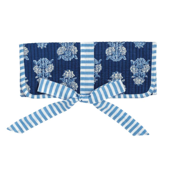 Navy Block Print Jewelry Roll Travel Case