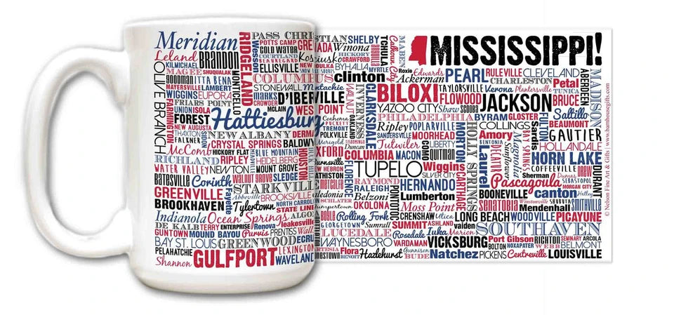 Mississippi State Mug with Town Names