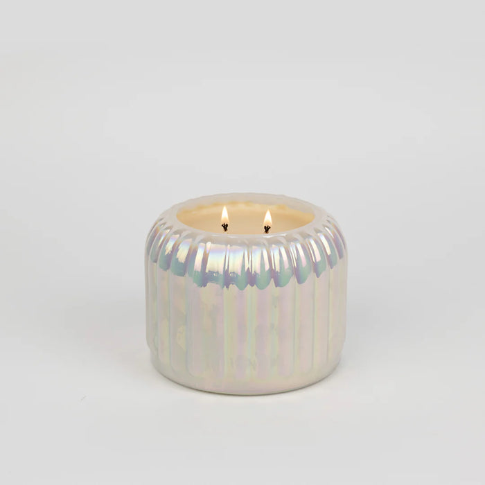 Sweet Grace White Iridescent Ribbed Candle #071