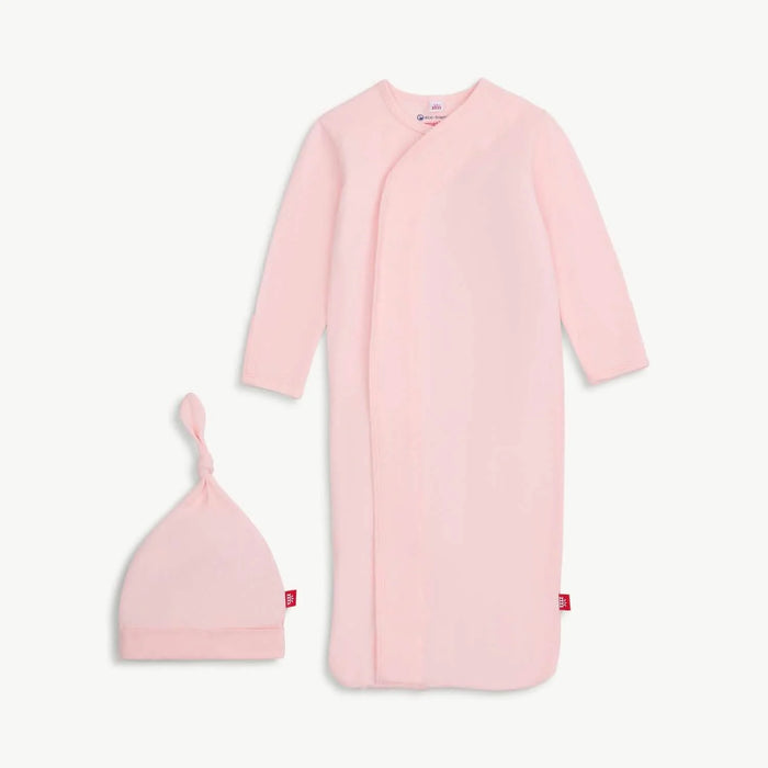 Pink Dogwood Model Magnetic Cozy Sleeper Gown & Hat Set, One size. Fits NB-3M