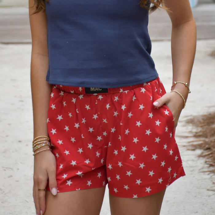 Adult Red Stars Lulu Mac Logo Shorts