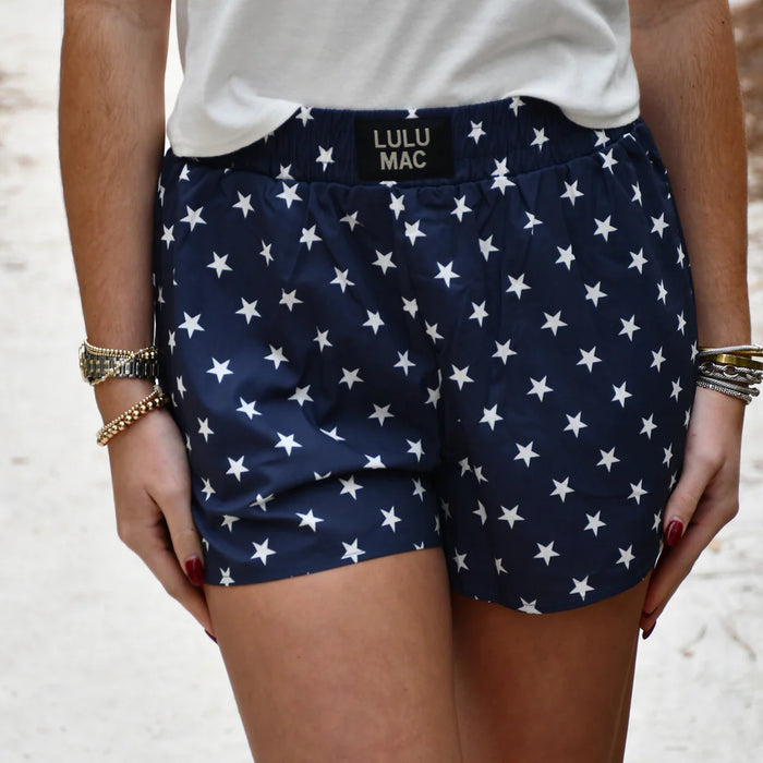 Adult Navy Stars Lulu Mac Logo Shorts
