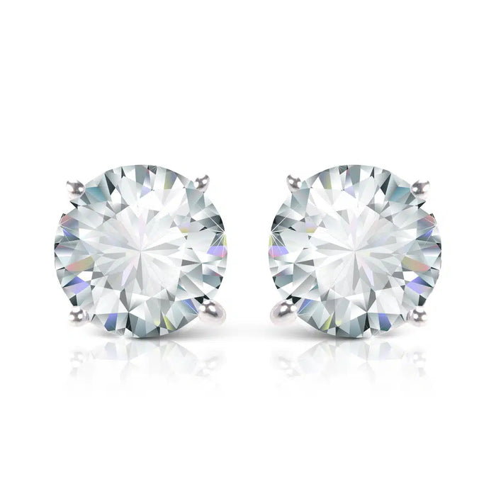 Round Cut Stud Earrings – Silver