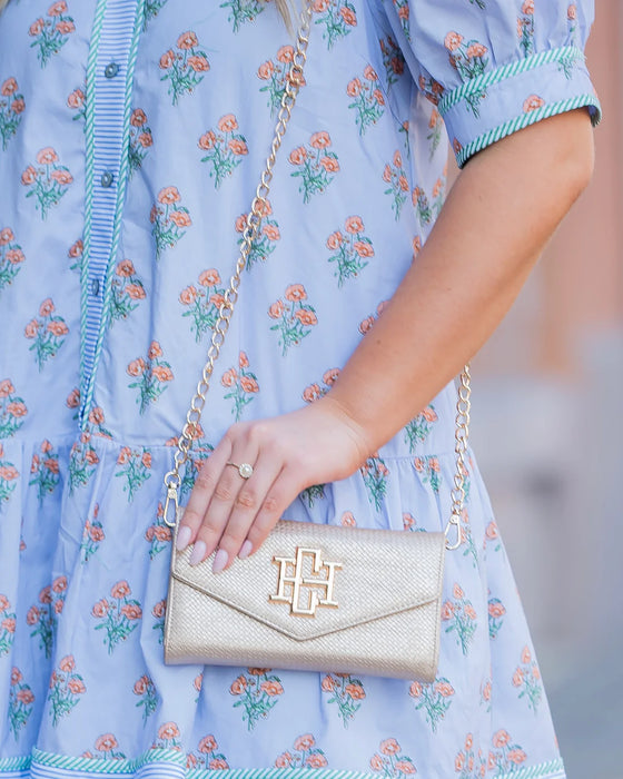 Carlington Clutch/Crossbody Woven Gold by Caroline Hill