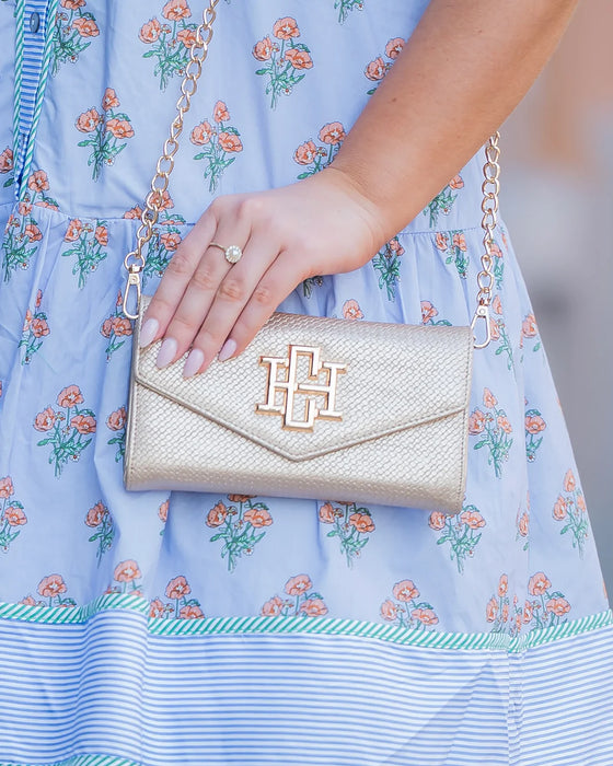 Carlington Clutch/Crossbody Woven Gold by Caroline Hill