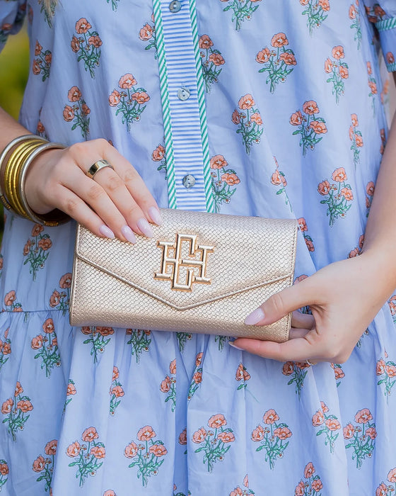 Carlington Clutch/Crossbody Woven Gold by Caroline Hill