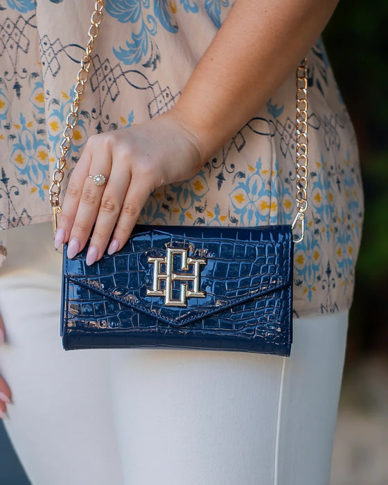Carlington Clutch/Crossbody Navy Patent EC by Caroline Hill