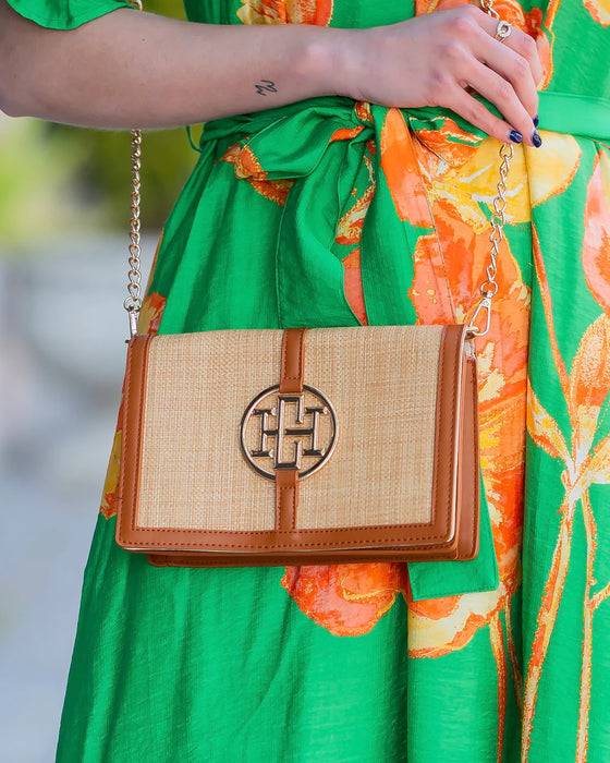 Cecilia Circle Logo Handbag Natural Saddle by Caroline Hill