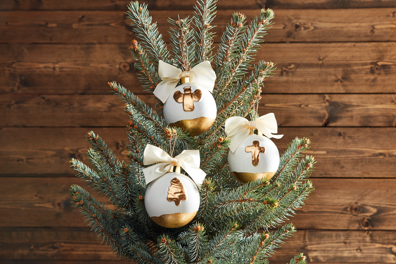 Hand Painted Gold & White Ornament - 3 Styles!