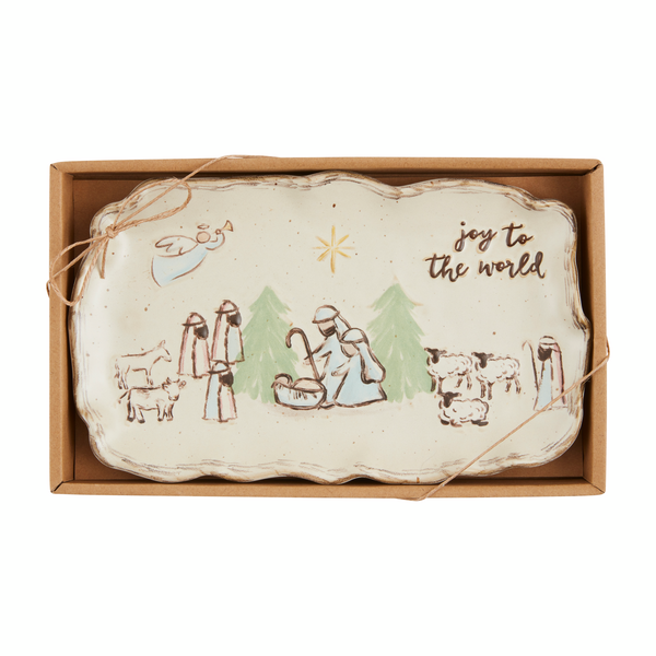 Nativity Hand-Painted Stoneware Plate