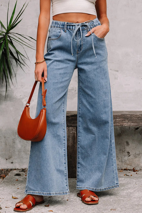 Medium Wash Super Wide Leg Denim Pants