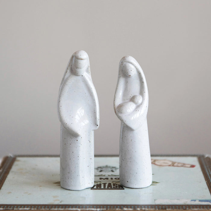 Stoneware Holy Family, Set of 2 Figurines