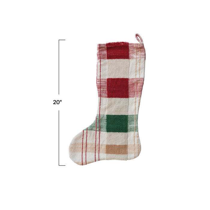 Plaid Woven Cotten Stocking (Optional Personalization Can Be Added for an Additional $10)