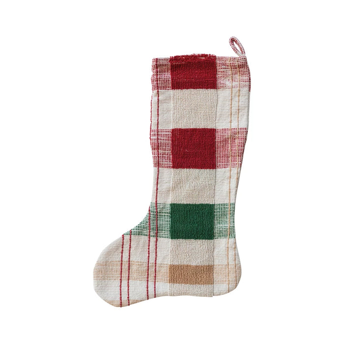 Plaid Woven Cotten Stocking (Optional Personalization Can Be Added for an Additional $10)