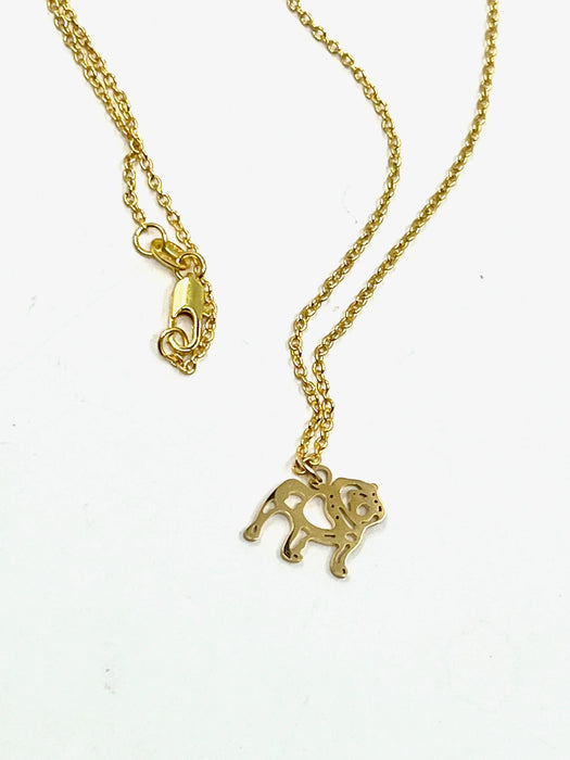 Bulldog Game Day Necklace, Bulldog Gift, Simple Gold Necklace: 16 inch