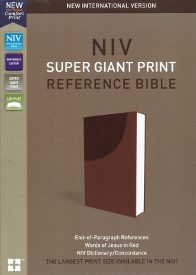 NIV Super-Giant Print Reference Bible--soft leather-look, brown