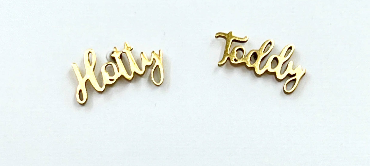 Ole Miss Hotty Toddy Gold Stud Earrings
