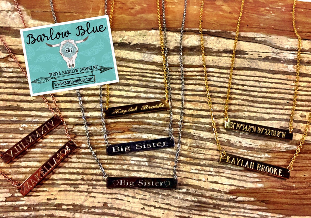 Bar Necklaces ~ Gold, Silver or Rose Gold.  Customize to say ANYTHING you want!