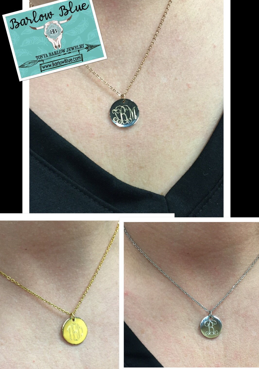 Dainty Monogram Necklace ~ Gold, Silver or Rose Gold. Simplistic Jewel —  Barlow Blue