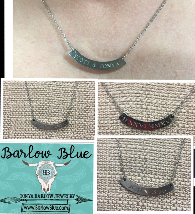 Curved Bar Necklace.  Customized to say ANYTHING you want!