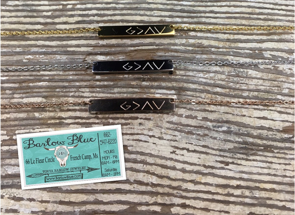 God is Greater than the Highs & Lows. Bar Necklace.