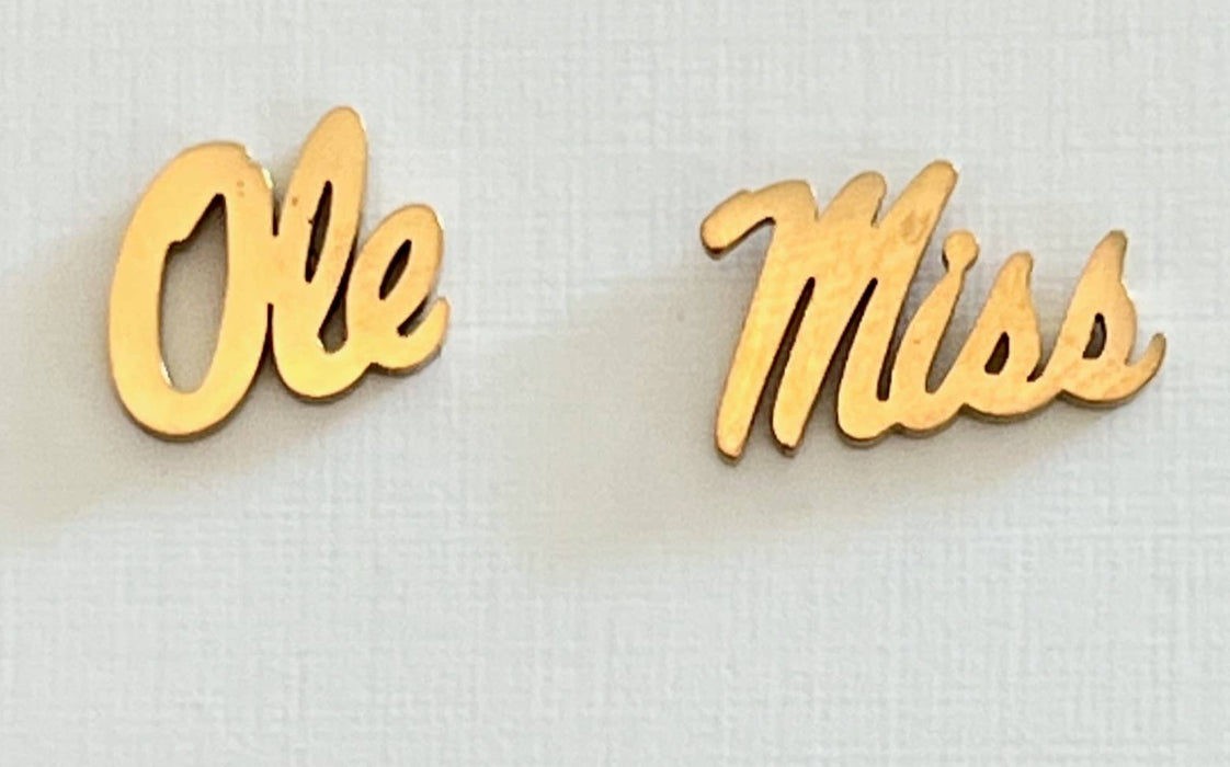 Ole Miss Gold Stud Logo Earrings