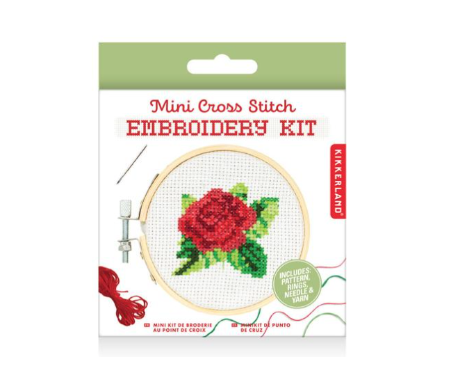 Mini Cross Stitch Embroidery Kit.  Rose or Butterfly.