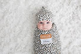 Hello World Hat & Swaddle Set.  Complete with Name Sticker for Pictures.  Boy & Girl Styles Available.