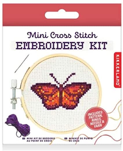 Mini Cross Stitch Embroidery Kit.  Rose or Butterfly.