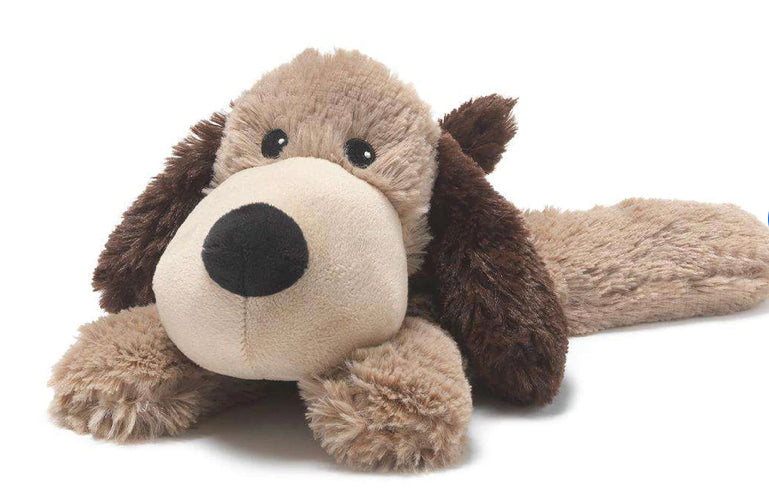 Warmies Large Stuffed Animal.  Put them in the microwave and they retain heat for 45mins to 1 hour.