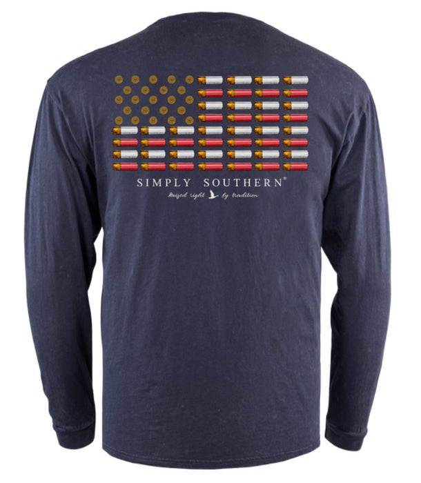 Bullet Flag Men’s Stonewashed Long Sleeve Tee by Simply Southern