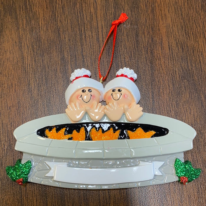 Fire Pit Family Personalized Ornament.  Choose from 2-6 People.