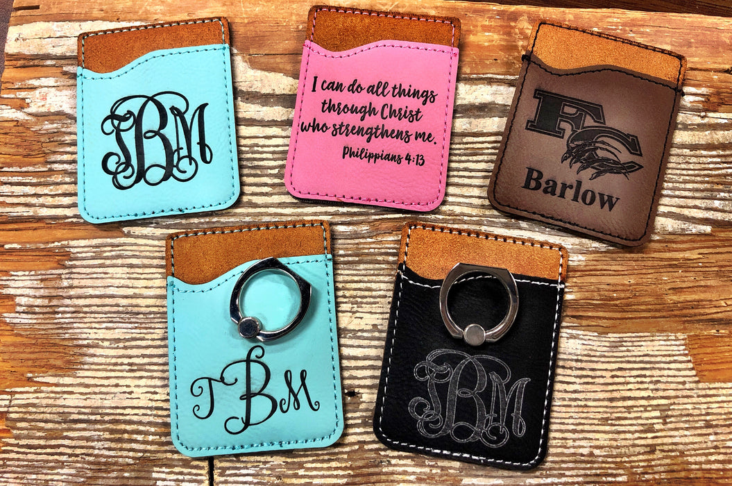 Personalized Leather Phone Pockets / Card Holders.  Can be customized any way you want.