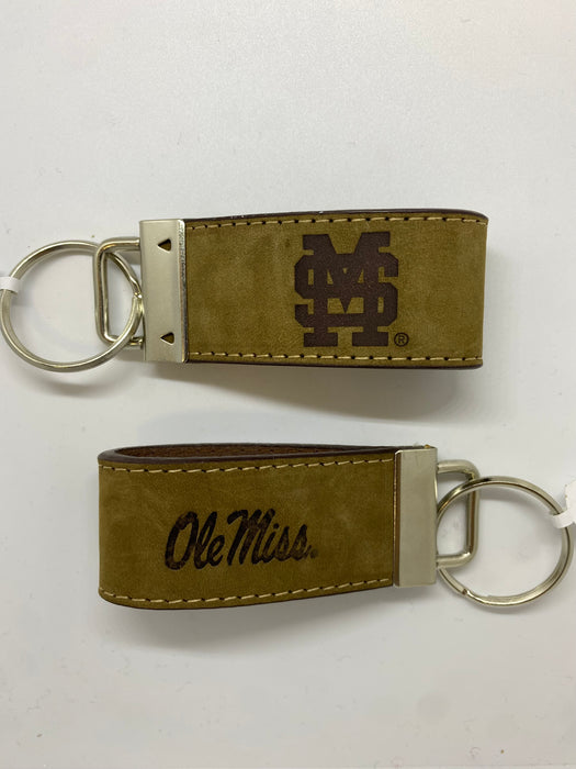 Collegiate Leather Key Fob. Ole Miss or MS State.