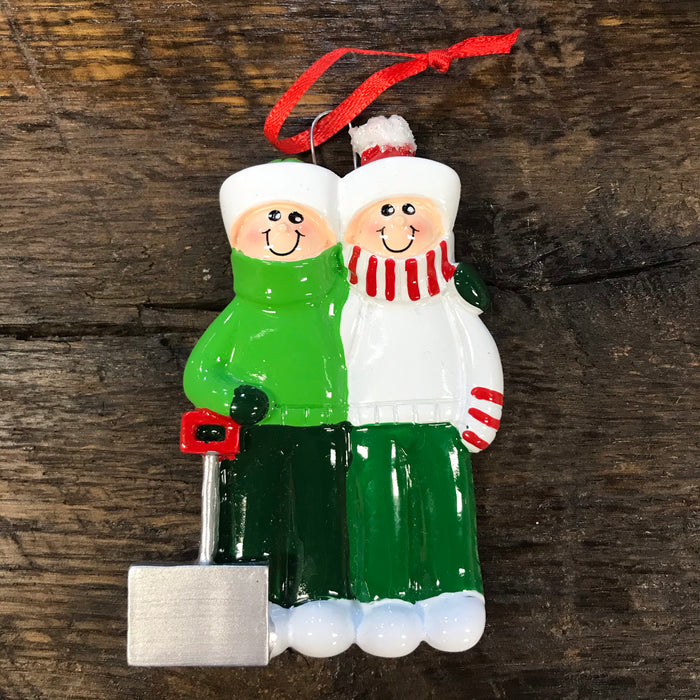 Snow Shovel Couple Ornament Personalized