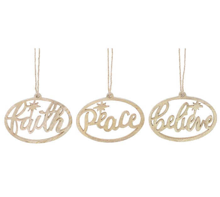 Faith Peace Believe Ornaments