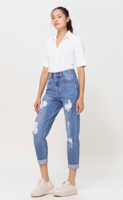 High Rise Jeans with Rolled Ankle Cuff (can be unrolled) by Cello.  Sizes 3, 7, 18, 22