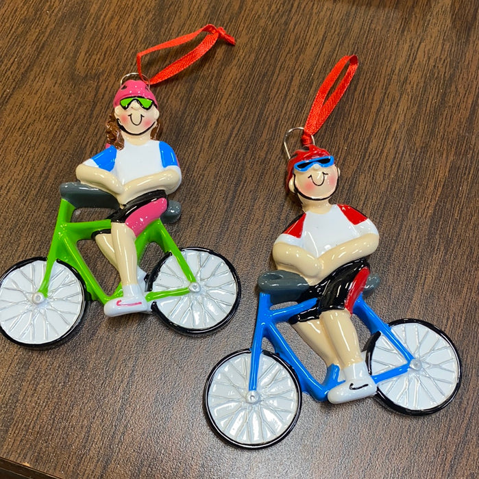 Cyclist Ornament. Personalized Ornament.