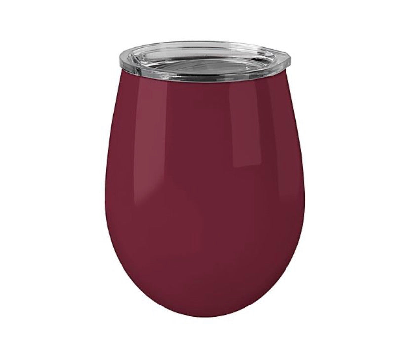 Laser Engraved Stemless Wine Glass. 8oz powder coated stainless steel.  Permanent Engraving.