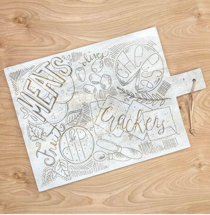 Illustrated Charcuterie Serving Board