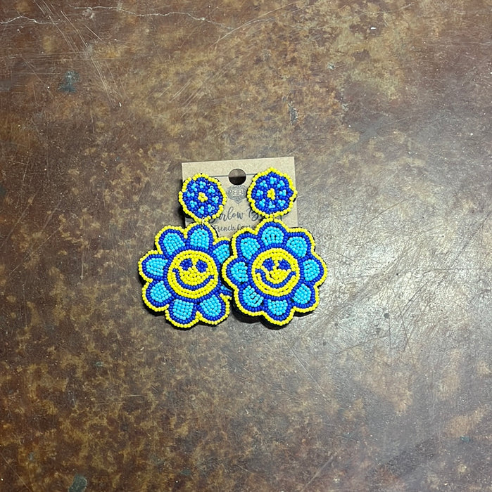 Smiley Flower Beaded Earrings