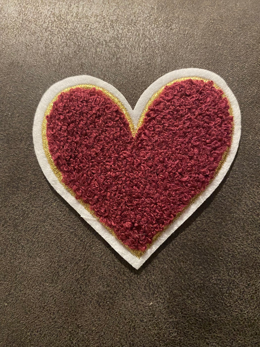 Heart with Gold and White Outline Iron On Patches